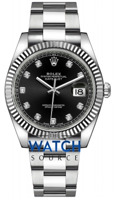 Buy this new Rolex Datejust 41mm Stainless Steel 126334 Black Diamond Oyster mens watch for the discount price of £14,400.00. UK Retailer.